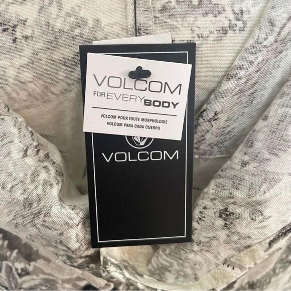 Volcom Gray & White Tropical Palm Tree Vacay Me Sleeveless Mini Dress XL NEW - Picture 11 of 13